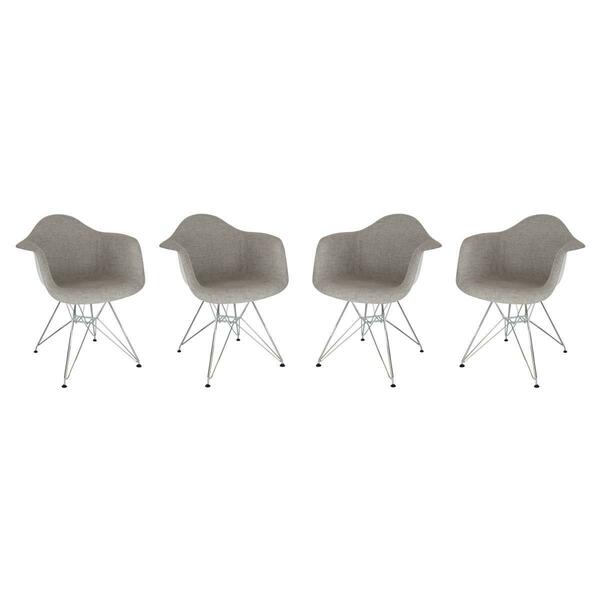 Kd Americana 31 x 24.25 x 25 in. Willow Fabric Eiffel Accent Chair, Grey, 4PK KD3584563